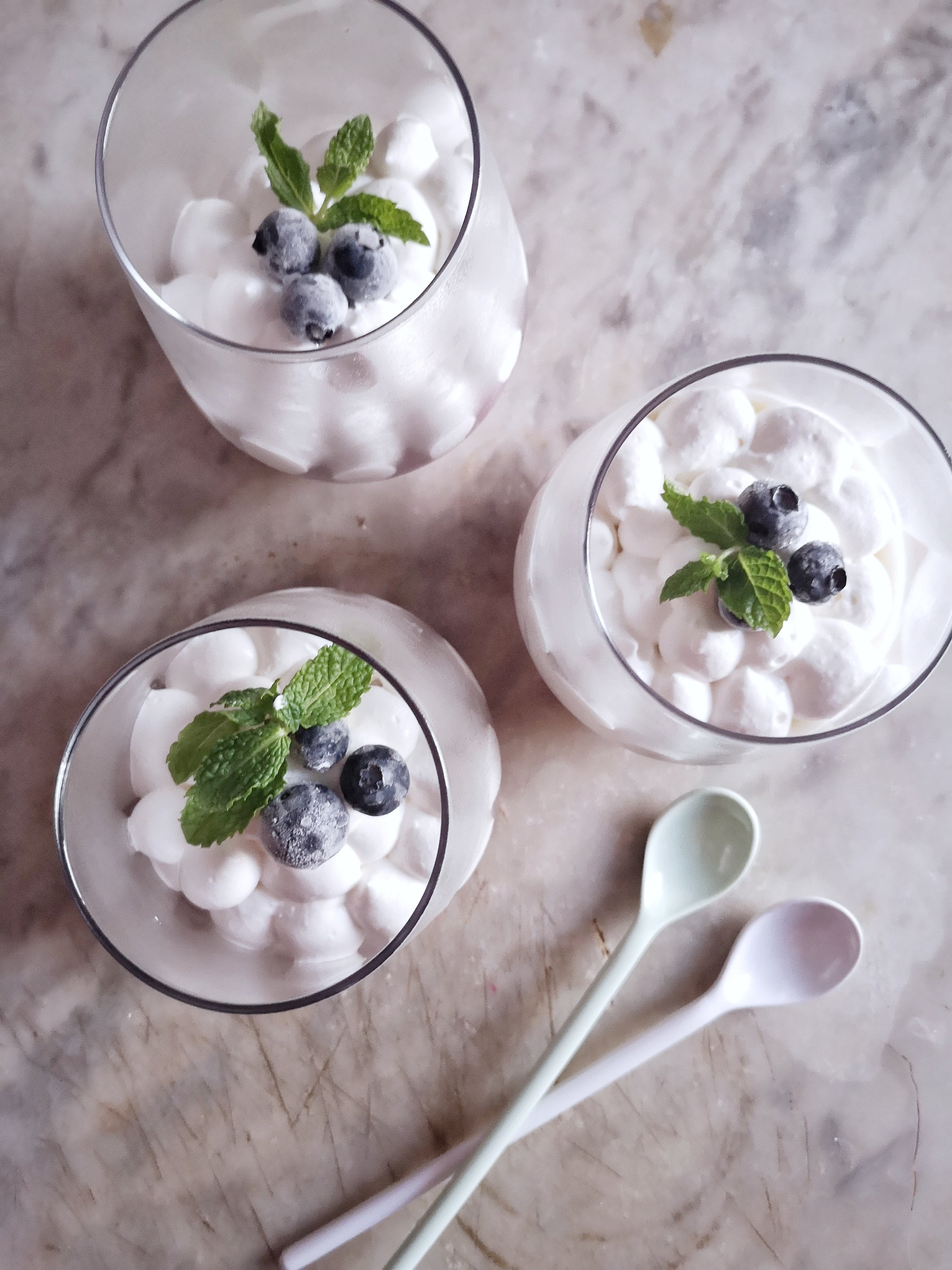 Bicchieri bicolori con mirtilli